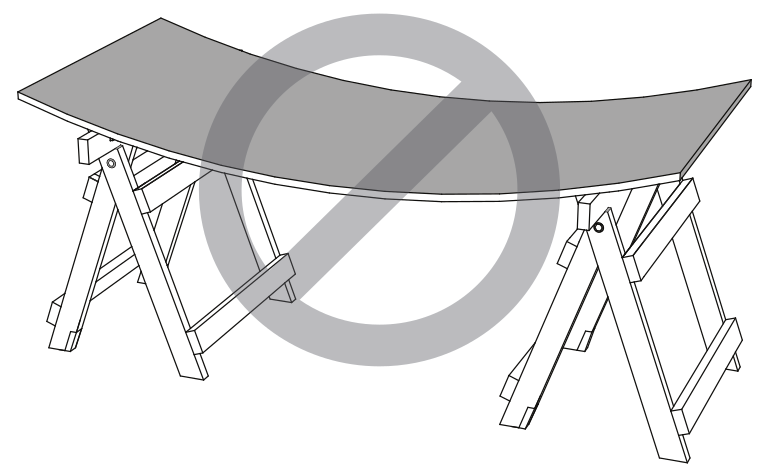 Span the panels on saw-horses, causing flexing