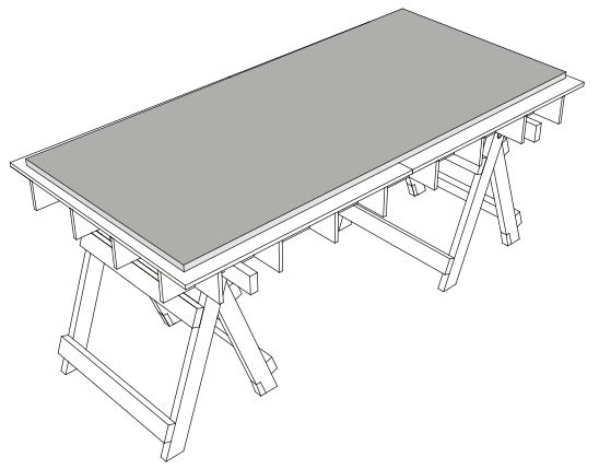 Drill on a large, flat surface